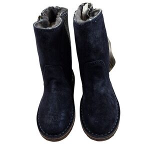 NEW Crew Cuts Girls 10 Lambskin Boots Navy Blue Glitter Crepe Sole HTF